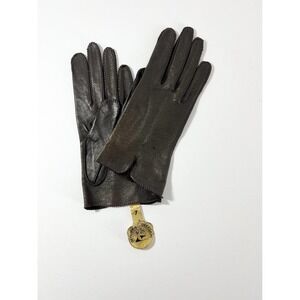 Deerskin leather gloves New with tags old stock vintage dark brown size 7 small